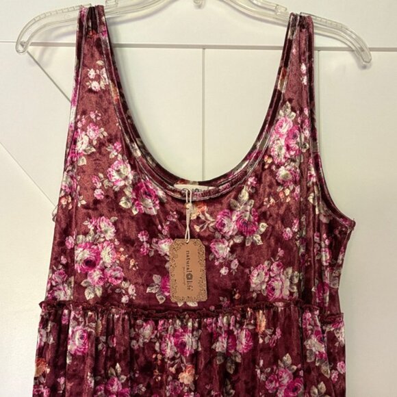 NATURAL LIFE Maroon Floral Maxi Dress - Picture 2 of 7